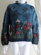 Peruvian Connection Sz S M Folk-Art Boxy 100 Alpaca Rolled Collar Boxy Sweater