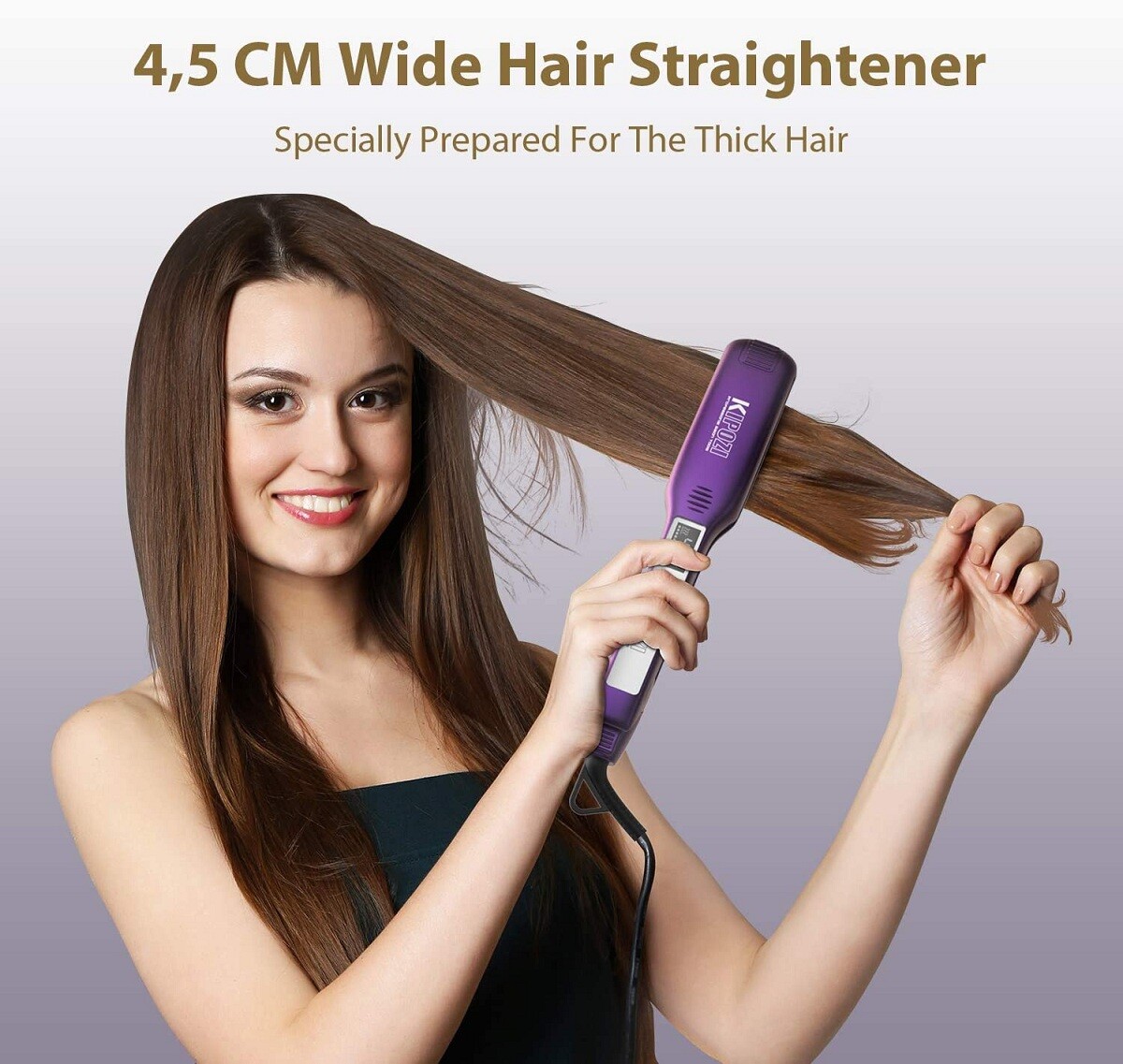 KIPOZI Wide Plate Hair Straighteners Titanium Flat Iron with Digital LCD Display eBay