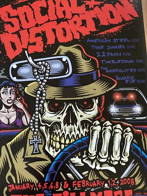 Social Distortion ライブポスター Social Distortion Concert Poster From 2008 At The San Francisco