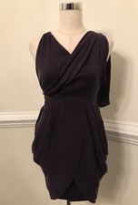 NWT Alice + Olivia Dress Sz 0 Silk Mira Crossback Draped Dress Purple $330