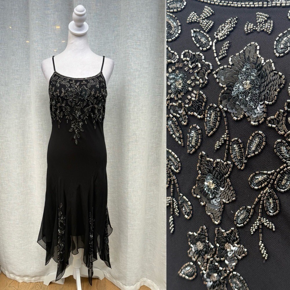y2k beaded dress Y2K Ice Blue Beaded Gown NWT, AS IS – Juniper Lane main image 1