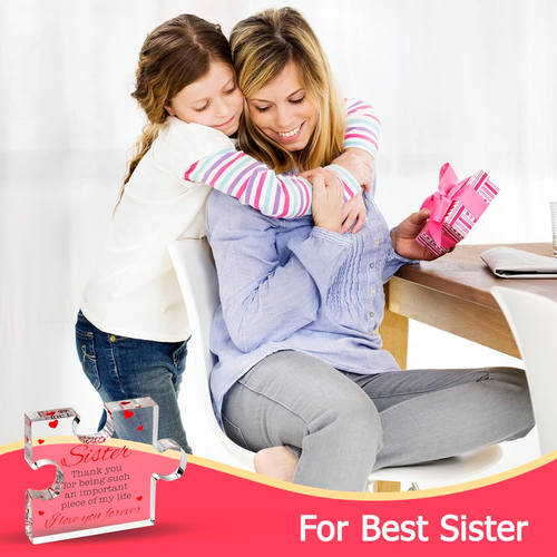 Birthday Gifts for Sister - Engraved Acrylic Block Puzzle Sister Present - Cute - 第 5/12 張圖片