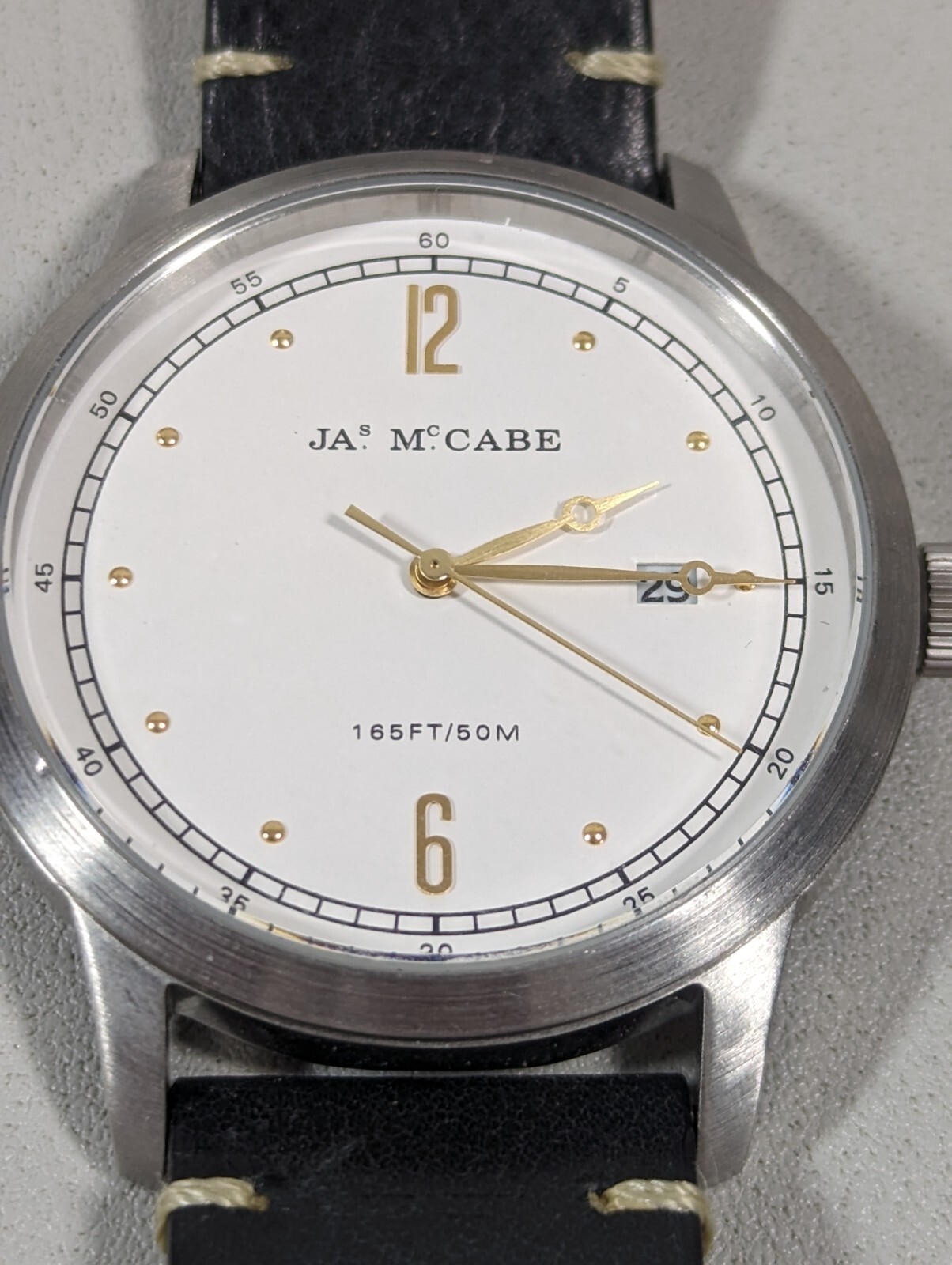 James Mc Cabe JM1034 Belfast London Mens Black Leather Band Watch 8.5