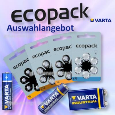Auswahl Varta Ecopack Hörgerätbatterien für Hörgerät Typ 10-13-312-675