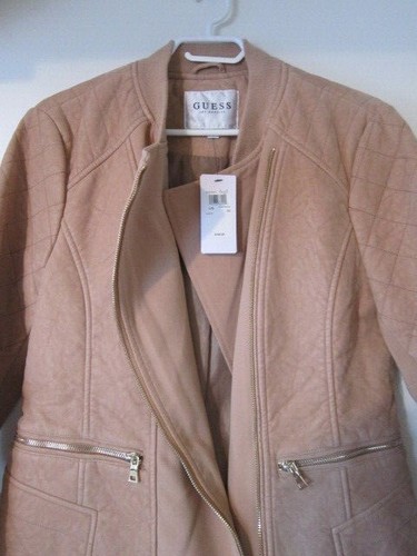 GUESS Womens Lined Asymmetrical Moto Jacket, Pink, L ($148)** NWT - Picture 3 of 10
