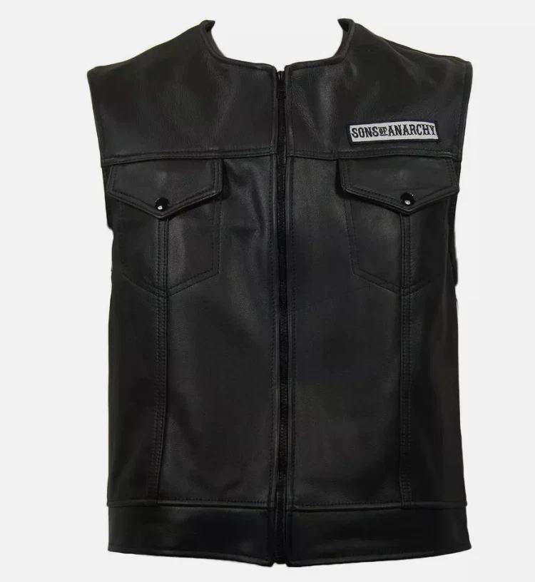 Без рукавов сыновья анархии мотоцикла мотоциклиста кожаная куртка вышивка жилет - Изображение 2 из 4