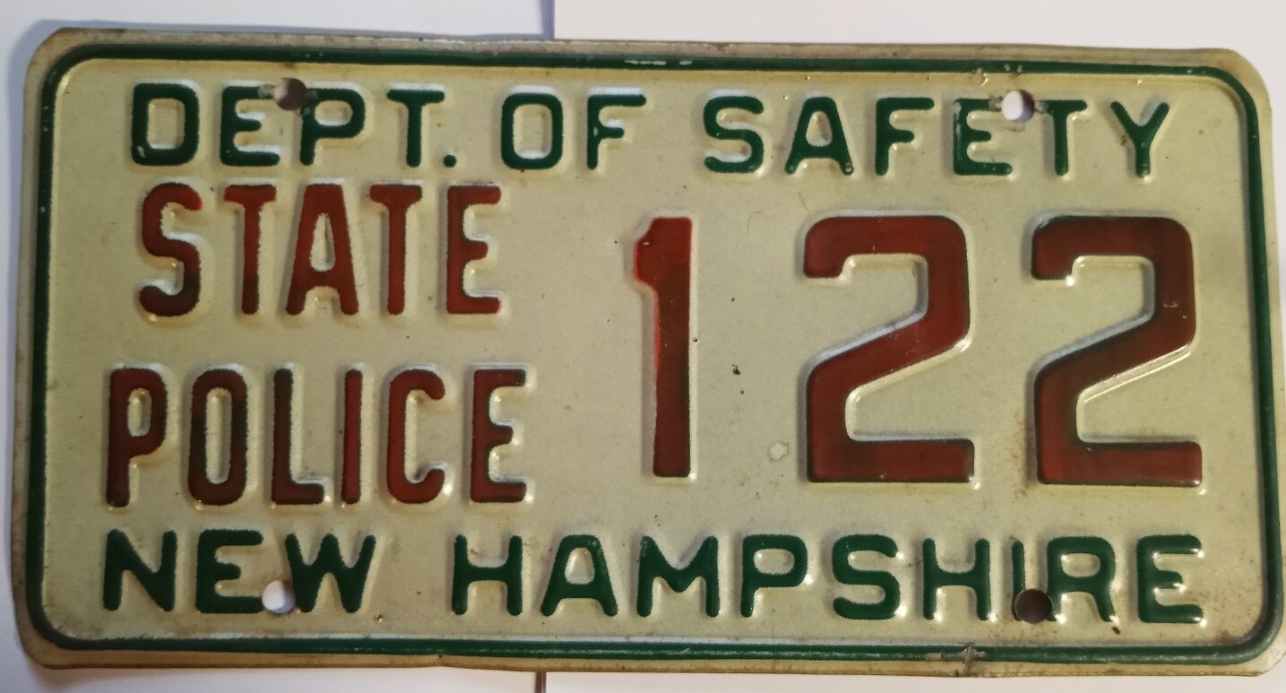 1960's New Hampshire State Police License Plate 122 eBay