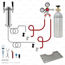 2 Tap Tower Ball Lock Corny Keg Kegerator Keezer Conversion Kit + 5lb Co2 Tank