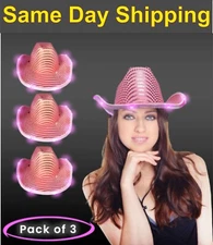 LED Flashing Cowboy and cowgirl  Hat With Sequins Pack of 3 by Party Glowz