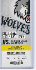 4/7/10 Timberwolves ticket Warriors CURRY rookie DON NELSON NBA wins record