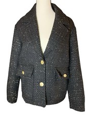 House Of Harlow 1960 Wool Blend Blazer Suit Jacket Women's XS Black Gold