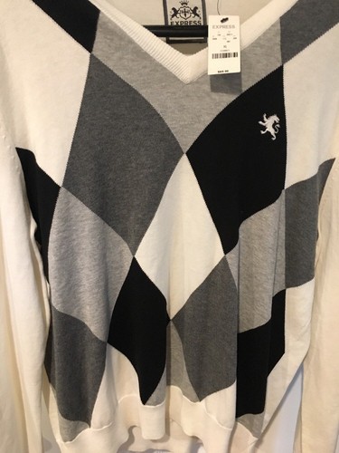 Neu Express Herren V-Ausschnitt Argyle Pullover XL neu mit Etikett Einzelhandel $ 69,50 - Bild 6 von 6
