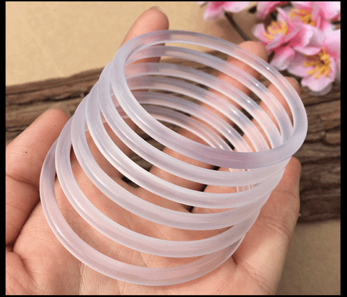 Natural ice fine strips white agate chalcedony bracelet round strip transparent - Picture 1 of 5