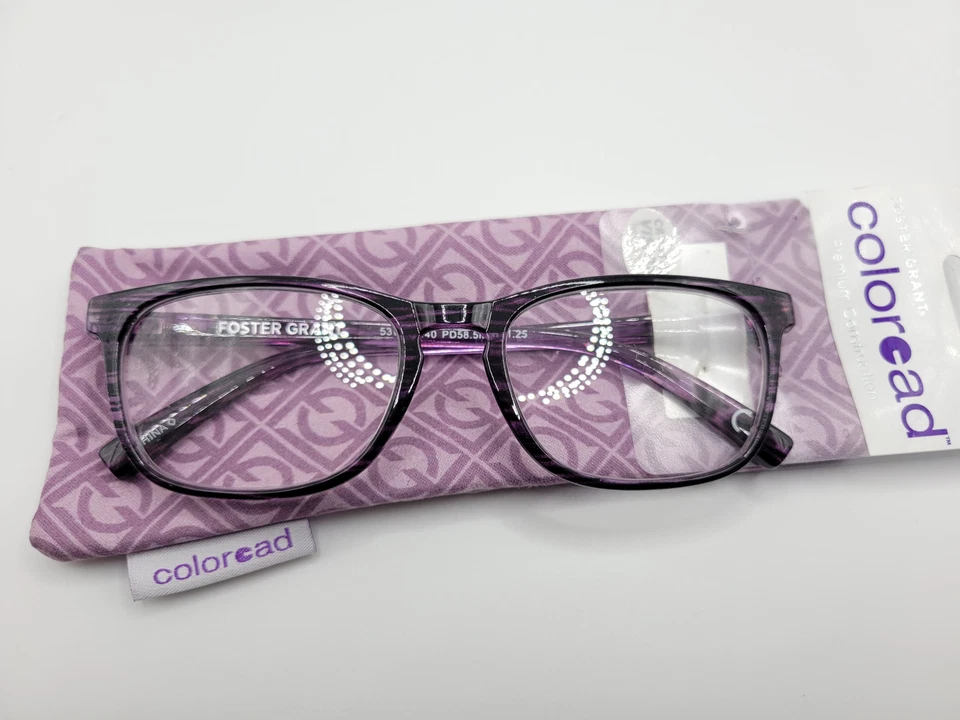 Foster Grant Elana Womens Oval Reading Glasses Purple 53□18-140 Choose Strength - Image 2 of 3