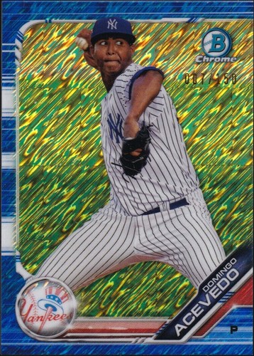 2019 Bowman Chrome Blue Shimmer Refractor #BCP-34 - Domingo Acevedo [007/150] - Picture 2 of 4