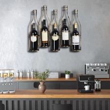 5-Bottles Wall Mounted Wine Rack Bottle Holder Kitchen Bar Wine Storage Display
