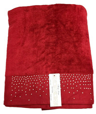 NEW SHINY HOME RED 100% COTTON RHINESTONE,CRYSTAL BATH TOWEL FROM TURKEY