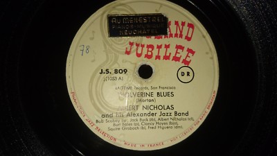 ALBERT NICHOLAS WOLVERINE BLUES BEALE STREET  JAZZ SELECTION FRANCE JS 809 78RPM