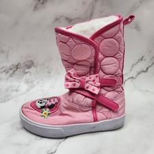 Minnie Mouse Disney Store Pink Quilted Faux Fur Lined Snow Rain Boots Girls 10