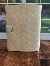 Coach Notebook in Signature Canvas Print Silver Hay Leather Coated Canvas NWT