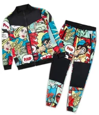 Reason Brand Paid Comic Print Track Set Tracksuit 2 Piece Set Men's Size Medium