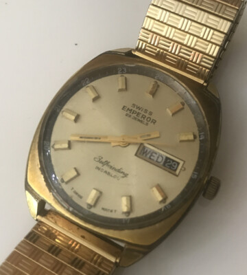 Vintage Mens Emperor Self Winding Mechanical Swiss Incabloc Date Calendar Watch