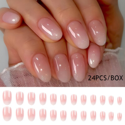 Nagel Dekor Nägel Verlängerung Rosa Weiß Farbverlauf Drücken Auf Nägel Acryl (