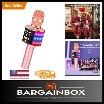 Kids & Adults Bluetooth Karaoke Mic with Adjustable LED Lights for Home Parties