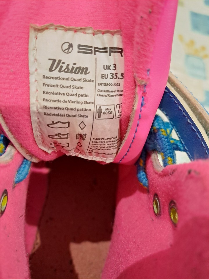 SFR Vision Quad Roller Skates Size 4 EU 37 For Size 3 Small