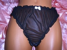 Bet&ouml;render Sissy Pin Up R&uuml;schen Nylon Slip XL-XXL schwarz Panty Schl&uuml;pfer (&auml;106)