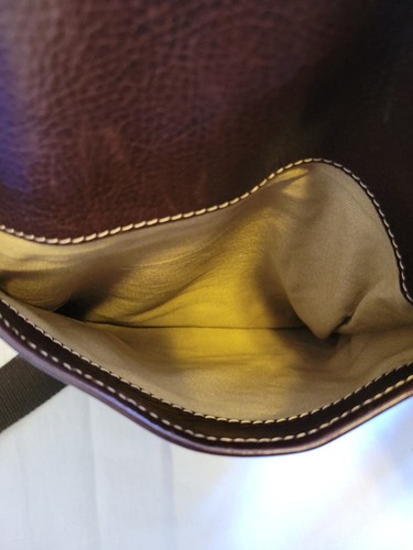 Cole Haan Leather Canvas Messenger Bag Vertical Olive Brown - Picture 9 of 12