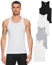Tank Top Men's 4 Pk A-Shirt Undershirt Egyptian Cotton 2 WHITE/ 1 GRAY/ 1 BLACK