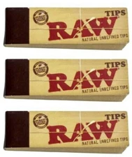 3X RAW Rolling Tips Unrefined Filter Raw Tips 50/pack - FAST USA SHIPPING