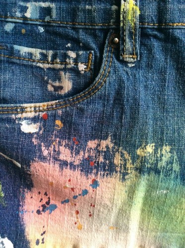 NEW BUTTER Super Soft Multi Paint Splatter Distressed Jean Shorts (Size 1) - Picture 6 of 9