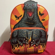 LOUNGEFLY GODZILLA CITY FLAMES BACKPACK NWT!