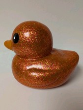 Rubber Duck Glitter Dazzle Duckie Large 5  Sparkly Bath Toy Orange/Pink