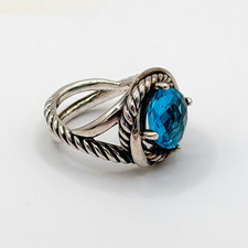 David Yurman Hampton Blue Infinity Ring, Size 7.5