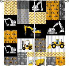 Excavator Blackout Curtain,Boys Kids Construction Vehicles Curtains Equipment Tr