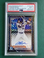 2024 Bowman Draft⚾️Carson Benge 1st Bowman BLACK X-Fractor Auto #/10💥PSA 9