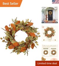 Handcrafted 22-Inch Autumn Wreath with Eucalyptus and Berries - Front Door Decor