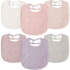 6 Pack Muslin Baby Drool Bibs Soft Square Adjustable Bandana Unisex