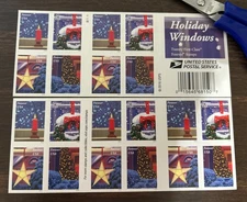 Mint USPS Holiday Windows Booklet Pane of 20 X-MAS Stamps Scott# 5148a (MNH)