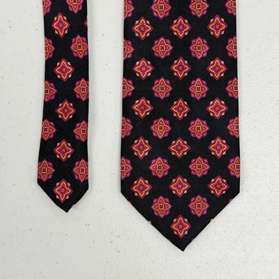 Stefano Ricci Italy Men's Black Geometric Medallion Jacquard Silk Tie $295 Vint