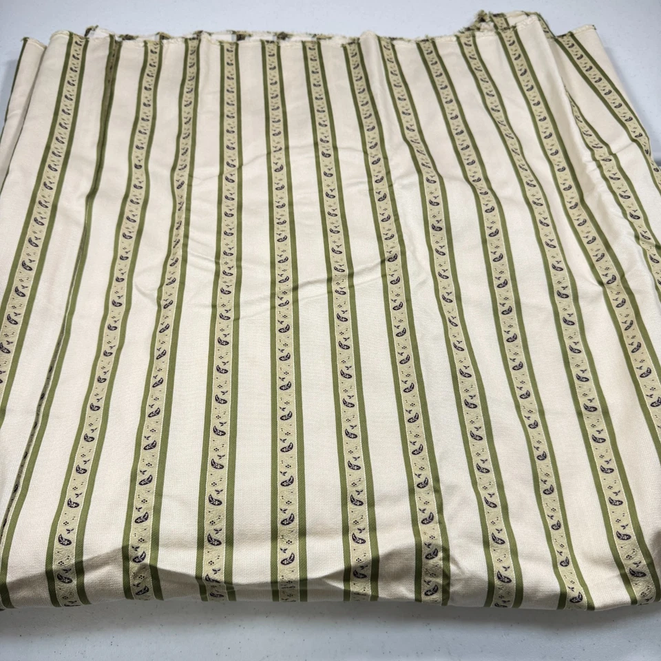 Tela tapicería vintage rayas verdes floral paisley algodón 55x168 4,6 yardas Foto 4 de 4