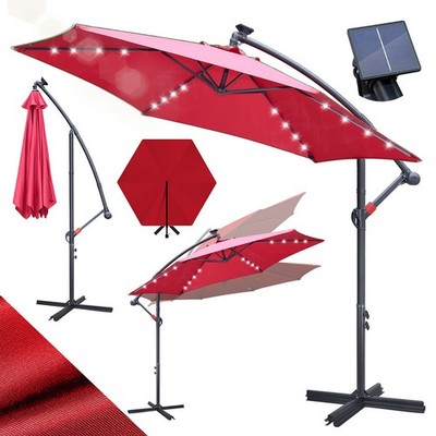 Sonnenschirm Ø3/3.5m Ampelschirm mit Ständer UPF 50+ Gartenschirm 30° knickbar