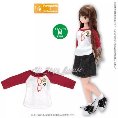 Azone Pureneemo PNS Glasses & Can Badge Raglan Cutsew White x Red Blythe Obitsu