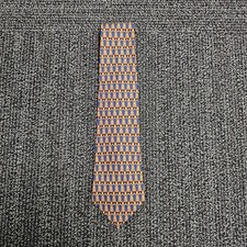 Vintage Burberrys Of London Geometric 100 Silk Tie Made In USA Blue Yellow