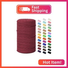 Natural Cotton Macrame Rope - 3mm x 220Yards 656Feet , 4 Strands Twisted Cotton
