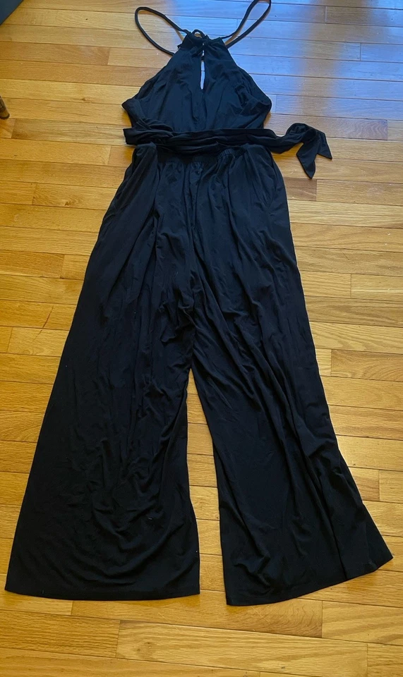 Macacão Anthropologie Maeve Feminino Corinna Halter Tamanho S Flowy Perna Larga Preto - Imagem 2 de 4