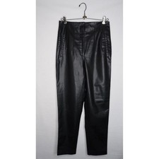 Zara Faux Leather Pants Women's Small Black High Waist Straight Leg Office EUC